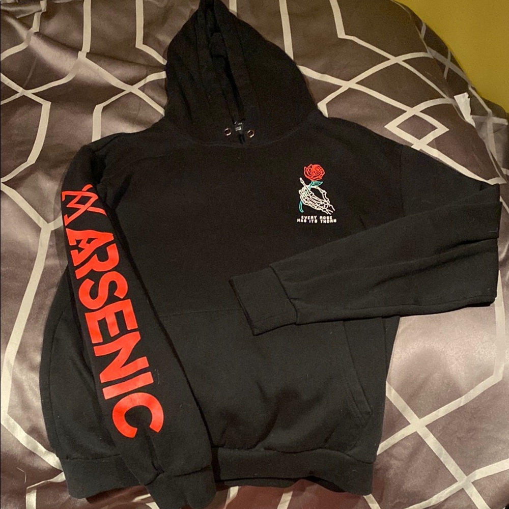 Black Hoodie with Red Accents